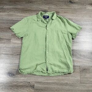 Chubbies Men's Shirt Button Up Linen Cotton Short Sleeve Coastal Dad Fit L Green
